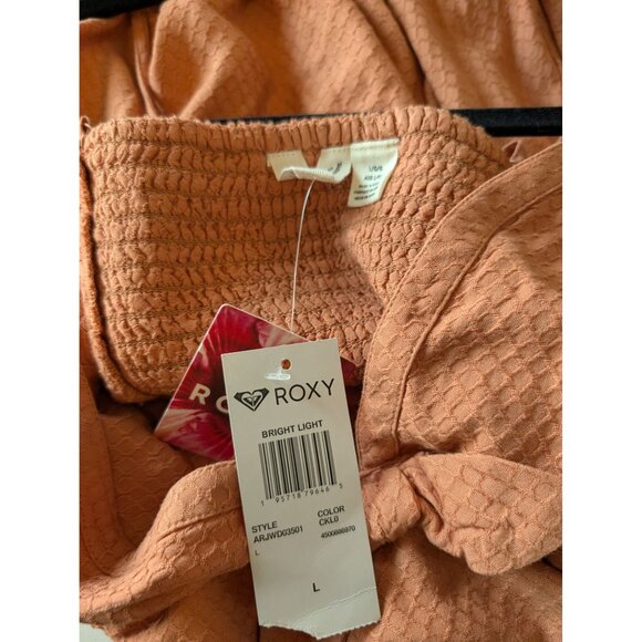 New Roxy Bright Light Sleeveless Textured Dress With Bow Detail & Smocked Back - - Picture 5 of 6